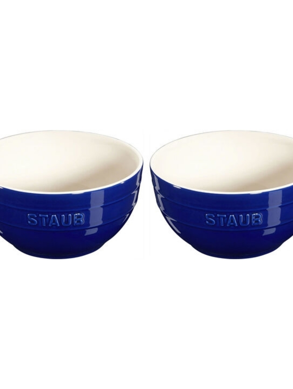 STAUB 2 Piece 6.5 Inch Universal Vitreous Glass Porcelain Bowl Set in Dark Blue - Picture 4 of 11